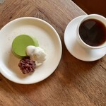 katte - 抹茶ババロア 自家製あんこ添え＆ネルドリップコーヒー