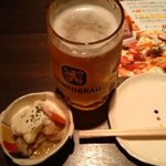 ばんざい - お通しとビール。