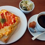 おれんじや 展望レストラン - たまごチーズトーストモーニングセット(税込570円)