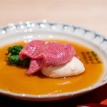 肉屋 田中 - 河豚の白子 田村さんのサーロインしゃぶしゃぶ