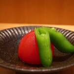 こころや - トマトとスナップインゲンのお浸しアップ