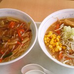 COPAL - 野菜たっぷり味噌ラーメン６８０円と塩あんかけラーメン６８０円着盆＼(^o^)／