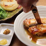 Grilled bone-in Awaji chicken with gravy ~ served with sautéed sweet onions from Awaji Island ~