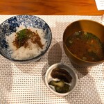 富小路ダイニング - ちりめん山椒ご飯と味噌汁