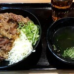 カルビ丼とスン豆腐専門店 韓丼 - カルビ丼 ( 肉大盛 )  & わかめスープ