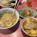 Pechin - 五目ワンタン麺　カツ丼　野菜炒め　塩ラーメン