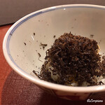 御料理 寺沢 - 卵黄と黒ﾄﾘｭﾌの飯蒸し