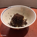 御料理 寺沢 - 卵黄と黒ﾄﾘｭﾌの飯蒸し