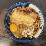 つるや - イカ天そば（450円）＋生玉子（60円）