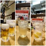 Yoshichan - 生ビールに山崎ハイボール
      中でも国産レモン生搾りサワーが美味しいこと！！
      さて、何杯飲んだでしょうか（笑）
      ラストオーダーの声に、慌てて追加しちゃいました♪