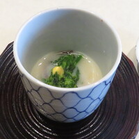 ふく吉 - 蛍烏賊　菜花　百合根　白味噌仕立て　