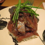 神保町 傳 - 北海道産の秋刀魚のご飯 ジェンガ仕立て