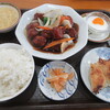Ryuukakuen - 【甘酢肉団子+餃子３個or肉まん+サラダor杏仁豆腐+玉子スープ】