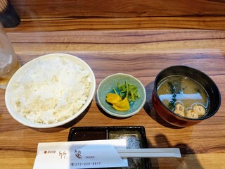 竹笛 - 令和元年6月 ランチタイム 竹セットのご飯、みそ汁、漬物