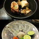 ずぼら - ひらめ・この日のお通しはやけに豪華だった(笑