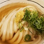 讃岐うどん 白庵 - 添付のねぎと生姜を投入。