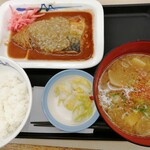 Matsuya - さば味噌定食　とん汁セット　ライスミニ　760円