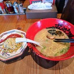 ラー麺 ずんどう屋 - 平成31年4月 ランチタイム 元味らーめん+ハーフチャーハン 税込1000円