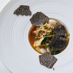 Exquisite harmony "milt bosch, snow crab, and Kujo green onion soup"