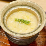 鮨 心白 - 絶品の茶碗蒸しは鮟鱇と下野長葱です　これは酒のアテにずっと手元に置いておきました（笑）