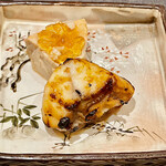 鮨 心白 - 鮟鱇とあん肝は赤酒に3日漬けて焼いてあります　心白の真骨頂ですね