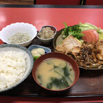 Toumaiya - 本日の日替り(650円) 生姜焼定食 シラスおろし付き