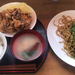 みたや - からあげ定食　650円　やきそば  大　550円