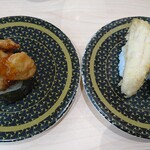 はま寿司 - から揚げ軍艦ガーリックソース、北海道羅臼揚げほっけの天ぷら握り