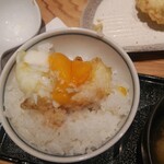 天ぷら ご天 - ご天定食（玉子天をご飯に乗せて出汁醤油をかける）