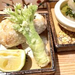 日本料理こまつ - 味噌詰め海老芋 タラの芽