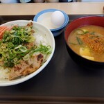 Matsuya - 2021/03/27 厚切りネギ塩豚焼肉丼（ライス大盛り）640円・豚汁生玉子セット250円