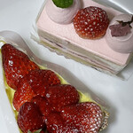 Biquette - 桜のショートケーキ&苺とピスターシュのタルト