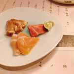 Hashidaya - 鶏刺し　三点盛り(ハツ・砂肝・胸肉)