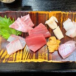 よねさん - 〈2021年03月再訪・96回目〉刺し盛りは、本鮪・カンパチ・金目鯛・みる貝・メバル・メジナ・雲丹