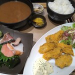 栄友水産 - 牡蠣フライ定食（お刺身付）