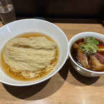 らぁ麺や 嶋 - 鰹昆布水つけ麺【醤油】＋特製＋つけ麺大盛。