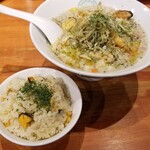 麺屋 六感堂 - ウドのクラムチャウダーヌードル＋ムール貝と筍のバターライス