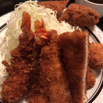 西麻布 三河屋 - 三河屋(海老フライ定食+メンチカツ単品)