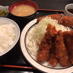 西麻布 三河屋 - 三河屋(海老フライ定食+メンチカツ単品)