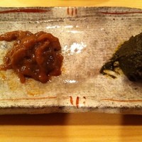 木挽町 とも樹 - 塩辛＆アワビの肝ペースト