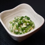 Ohitashi dip with okra and yuba