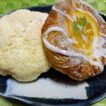 パン工房 エレファンテ - メープルメロンパンとオレンジデニッシュ