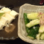 酒粕クリームチーズとやみつききゅうりの塩麹あえ