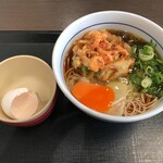 Nakau - 海老かきあげそば(500円)+こだわり卵(80円)