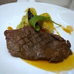 Kafekon To Reiru - ◆メインは「US産　牛ミスジのグリル　柚子ソース」 お肉は100、お肉自体は柔らかく好みでした。