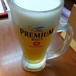 平平飯店 - ビールsetB 税込500円の生ビール(プレミアム・モルツ)