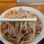 ふじや食堂 - かき揚げを温かい汁に浸した後、そばを投入し一気にズズズッ！