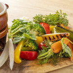 Colorful bagna cauda made with seasonal vegetables