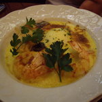 ア・ラ・プラージュ - 2009/5月：魚料理①赤座海老のグラタン・温玉のせ