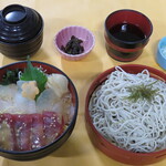 Tsukiji Uemura - 鯛とまぐろの胡麻漬け丼とそば